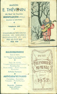 France Montlucon Allier 1937 " Maroquinerie E Thevenin " Deko Minibuch - Kalender Calendrier Calendar Zakkalender - Petit Format : 1921-40