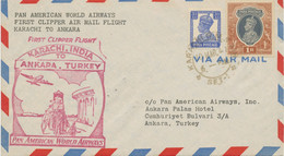 INDIA 1947 Superb First Flight With Pan American World Airways, First Cliiper Air Mail Flight „KARACHI – ANKARA, TURKEY" - 1936-47  George VI