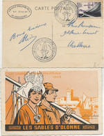 CARTE SOUVENIR AMICALE PHILATELIQUE SABLES - D'OLONNE -OBLITERATION ILLUSTREE CONGRES PHILATELIQUE 1953 - Matasellos Provisorios