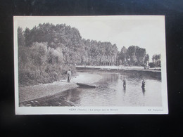 HERY - La Plage Sur Le Serein_canotage, Baigneurs Promeneurs_voyagé En 1934_TBE - Hery