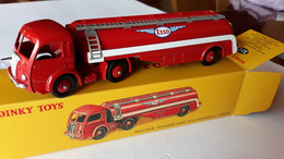 DINKY TOYS - TRACTEUR PANHARD AVEC SEMI-REMORQUE CITERNE  - Miniature Avec Sa Boite Et Certificat - Réedition Atlas - Dinky