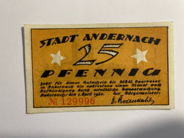 Allemagne Notgeld Andernach 25 Pfennig - Collections