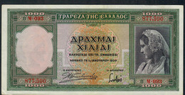 GREECE P110a 1000 DRACHMAI 1939    XF-AU - Grèce