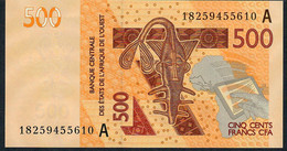 W.A.S. IVORY COAST P119Ag  500 FRANCS (20)18 2018  UNC. - États D'Afrique De L'Ouest