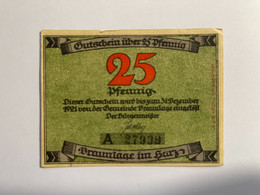 Allemagne Notgeld Braunlage 25 Pfennig - Sammlungen