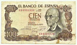 ESPAÑA - 100 Pesetas - 17.11.1970 ( 1974 ) - Pick 152 - Serie 4D - Manuel De Falla - 100 Pesetas