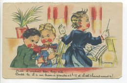 CPA Illustrateur GOUGEON - Enfants Musiciens "Mais Il Conduit Bien Trop Vite! Penses-tu Il A Un Train à Prendre à 6h 15 - Gougeon