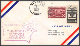 12360 Airport Dedication Allison 5/7/1959 Premier Vol First Flight Lettre Airmail Cover Usa Aviation - 2c. 1941-1960 Briefe U. Dokumente