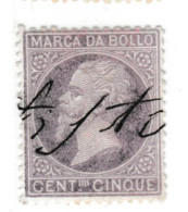 1872 ITALIA REGNO ITALY KINGDOM MARCA DA BOLLO CENT. 5c USATO USED OBLITERE - Revenue Stamps