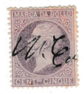 1872 ITALIA REGNO ITALY KINGDOM MARCA DA BOLLO CENT. 5c USATO USED OBLITERE - Fiscale Zegels