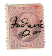 1872 ITALIA REGNO ITALY KINGDOM MARCA DA BOLLO CENT. 5c USATO USED OBLITERE - Fiscales