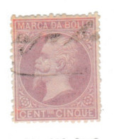 1872 ITALIA REGNO ITALY KINGDOM MARCA DA BOLLO CENT. 5c USATO USED OBLITERE - Revenue Stamps