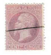 1872 ITALIA REGNO ITALY KINGDOM MARCA DA BOLLO CENT. 5c USATO USED OBLITERE - Fiscale Zegels