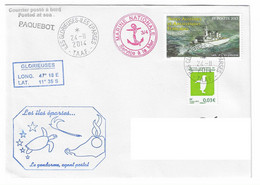 18 T - TORTUE - LES EPARSES -LES GLORIEUSES - CACHET DU GENDARME AGENT POSTAL - NOVEMBRE 2014 (2 SCAN) - Covers & Documents