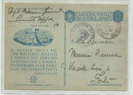 POSTALE FORZE ARMATE, COMANDO TAPPA NATALE 1942 - POSTA MILITARE 10 - Franquicia