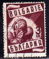 BULGARIA BULGARIE BULGARIEN 1938 NATIONAL PRODUCTS ISSUE STRAWBERRIES 3L USATO USED OBLITERE' - Used Stamps