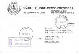 2006u: Gemeindeamts- Kuvert 2301 Gross-Enzersdorf, Ortswappen, Heimatbeleg Aus 1986 Sehr Dekorativ - Gänserndorf