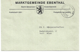 2006v: Gemeindeamts- Kuvert 2251 Ebenthal, Ortswappen, Heimatbeleg Aus 1991 Sehr Dekorativ - Gänserndorf