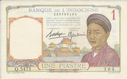 INDOCHINE  - 1  Piastre   Nd(1936)   -- UNC --    Indochina - Indochine