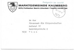 2006z: Gemeindeamts- Kuvert 2572 Kaumberg, Ortswappen, Heimatbeleg Aus 1987 Sehr Dekorativ - Lilienfeld