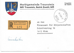 2040h: Gemeindeamts- Kuvert 3632 Traunstein, Ortswappen, Heimatbeleg Aus 1985 Sehr Dekorativ - Zwettl