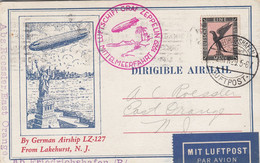 Zeppelin - 1929 - Allemagne - Carte Du 22/04/1929 - Vers USA - East Orange - Zeppelines