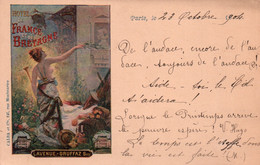 Paris - Hôtel De France Et De Bretagne (Lavenue-Gruffaz Successeurs) Lithographie, Carte Dos Simple De 1904 - Hotels & Restaurants