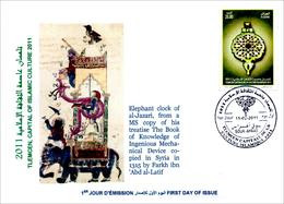 ALGERIJE 2011 - FDC - Islamic Culture - Horlogerie Watchmaking Uhrmacherkunst Relojería Orologeria Time Clock - Tlemcen - Horlogerie