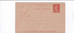 FRANCE TYPE SEMEUSE N° 138 10 CENTS ROUGE CARTE LETTRE - Precursor Cards