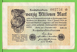 ALLEMAGNE / 20 000 000 MARK /  01/09/1923 - 20 Miljoen Mark