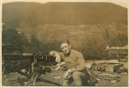 Homme Et Sa Mitrailleuse * Matériel Militaire * Régiment * Photo Ancienne Début 1900 * Militaria - Ausrüstung