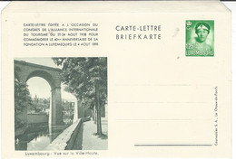 1938 - CARTE LETTRE E P 1.25 Fr. - Luxembourg : Vue Sur La Ville Haute - Au Dos, Vallée De La Pétrusse - Covers & Documents