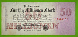 ALLEMAGNE / FÜNFZIG MILLIONEN MARK / 23 JUILLET 1923 SERIE U + 7 CHIFFRES - 50 Millionen Mark