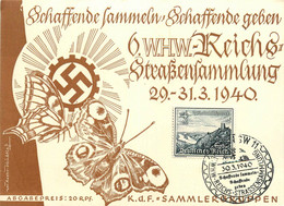 WW2 Guerre 39/45 War * CPA Cachet 1940 Avec Croix Gammée Nazi Nazisme Hitler * Papillon Butterfly Illustrateur - War 1939-45