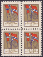 NORWAY - 1932 «Norwegian MNH Bl. Of 4 For The Los Angeles Summer Olympics» - Ete 1932: Los Angeles