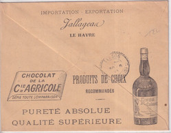 1913 - SEMEUSE / ENVELOPPE PUB ILLUSTREE "CHOCOLATS / CAFES / RHUM .." à LE HAVRE (SEINE INFERIEURE) / PARIS / ANGOULEME - 1906-38 Semeuse Con Cameo