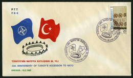 Türkiye 1982 30th Anniv. Of Accession To NATO | Flag, Special Cover - Brieven En Documenten