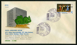 Türkiye 1982 Inauguration Of The Post Office Palace | Building, Architecture, Special Cover - Briefe U. Dokumente