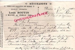 36- CHAILLAC A BEAULIEU- RARE LETTRE MEMORANDUM LOUIS BOUTIN-MARCHAND VINS ET ENGRAIS-1922 - Food