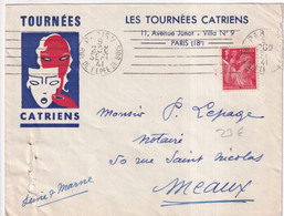 1941 - IRIS / ENVELOPPE PUB ILLUSTREE "THEATRE LYRIQUE TOURNEES CATRIENS" à PARIS - 1939-44 Iris