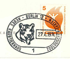 224  Zoo Berlin, Tigre: Oblit. Temp. D'Allemagne, 1974 - Tiger Pictorial Cancel From Germany - Raubkatzen