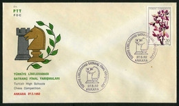 Türkiye 1982 High Schools Chess Competition | Rook And Knight, Games, Special Cover - Briefe U. Dokumente