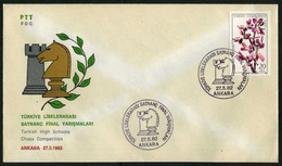 Türkiye 1982 High Schools Chess Competition | Rook And Knight, Games, Special Cover - Briefe U. Dokumente