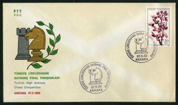 Türkiye 1982 High Schools Chess Competition | Rook And Knight, Games, Special Cover - Lettres & Documents