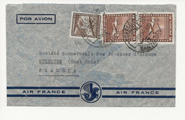 AIR FRANCE CHILI 1939 Pour MULHOUSE MARS 1939 Via AIR FRANCE MARS 1939 AFF 12,50 PESOS Air Mail Cover CHILE - Flugzeuge