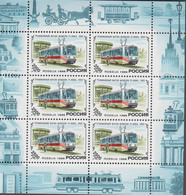 1996. RUSSIA. Trams In Sheet With 6 Stamps. Never Hinged.  - JF516637 - Nuovi