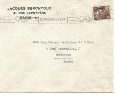 France Enveloppe Publicitaire Société Jacques Berchtold  18ème (75 Paris) - Sonstige & Ohne Zuordnung
