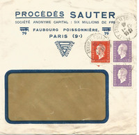France Enveloppe Publicitaire Société  Procédés Sauter 9ème (75 Paris) - Sonstige & Ohne Zuordnung