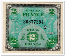 FRANCE,MILITARY CURRENCY,2 FRANCS,1944,P.114,VF+ - Other & Unclassified