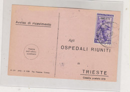 ITALY TRIESTE A 1950 AMG-FTT  Nice Answer  Postcard From KOPER CAPODISTRIA Yugoslavia Trieste B - Marcofilie